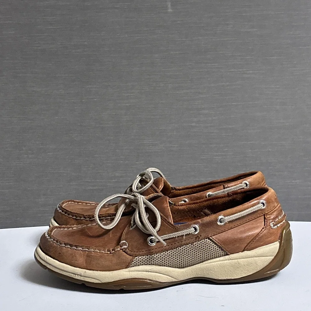 Sperry Boat Shoes 8M Brown Leather Mesh Nautical Classic Casual Coastal